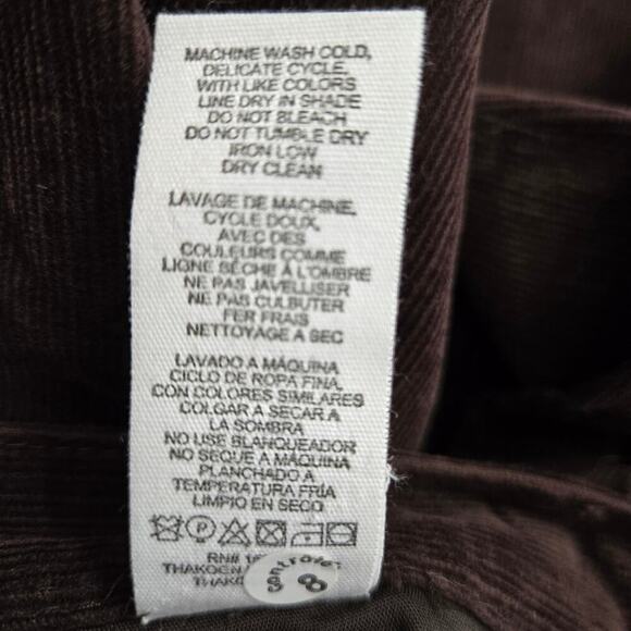 NWT Thakoon Womens Corduroy Straight-Leg Pants Brown Size 8 Designer Minimalist - Picture 9 of 12